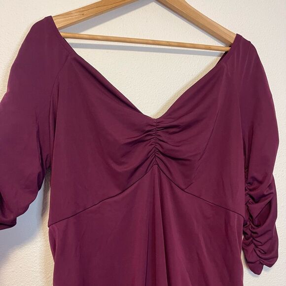 Torrid Burgundy Purple Off Shoulder Jersey Dress Size 4 NWT - Picture 3 of 9